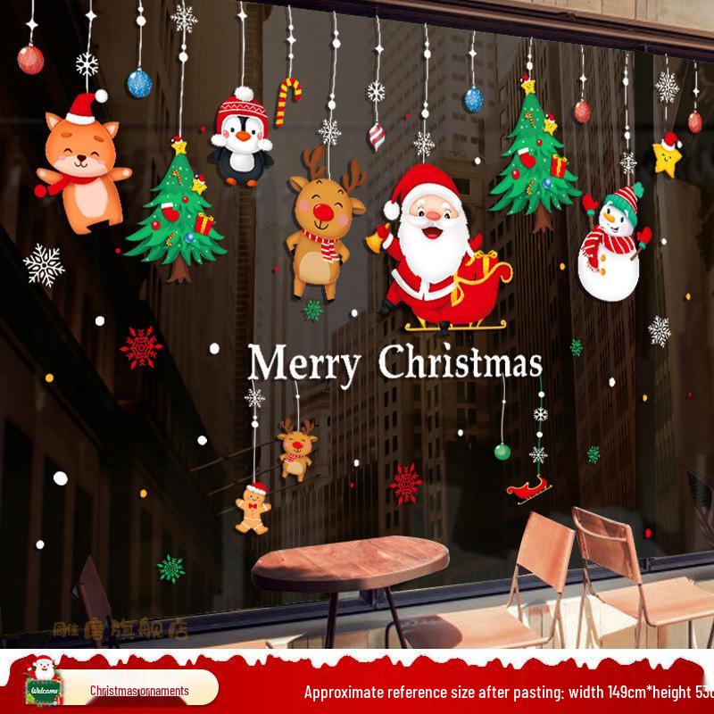 Santa Claus Christmas Window Clings - Tree, Door Stickers & Ornament Decor