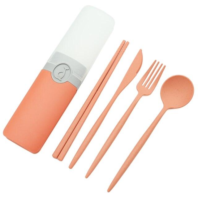 

Пшеничная дорожная столовая посуда, столовые приборы, нож, вилка, ложка, палочки для еды с портативной коробкой, детский студенческий набор столовых приборов, набор столовых приборов для барбекю, вечеринки