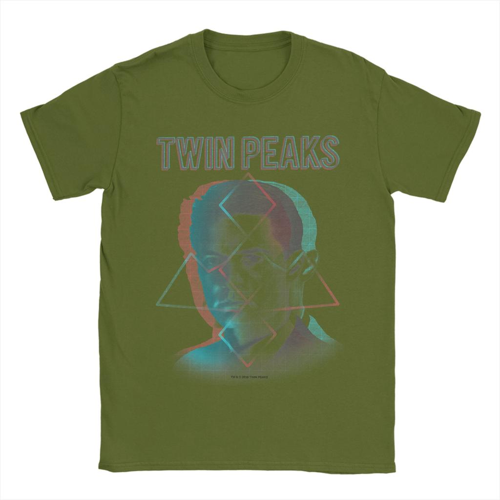 Twin Peaks Agent Cooper Headshot Triangles Hip Hop T Shirts Pure Cotton Tshirt for Adult Aesthetic Design Short Sleeve Tops