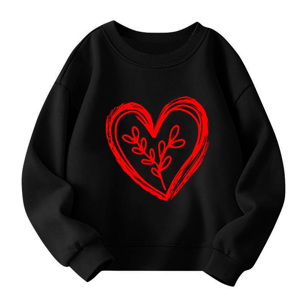 Dziewczęce Swetry z Okrągłym Dekoltem Dla Dzieci Z Nadrukiem Koszulki dla Niemowląt Walentynki