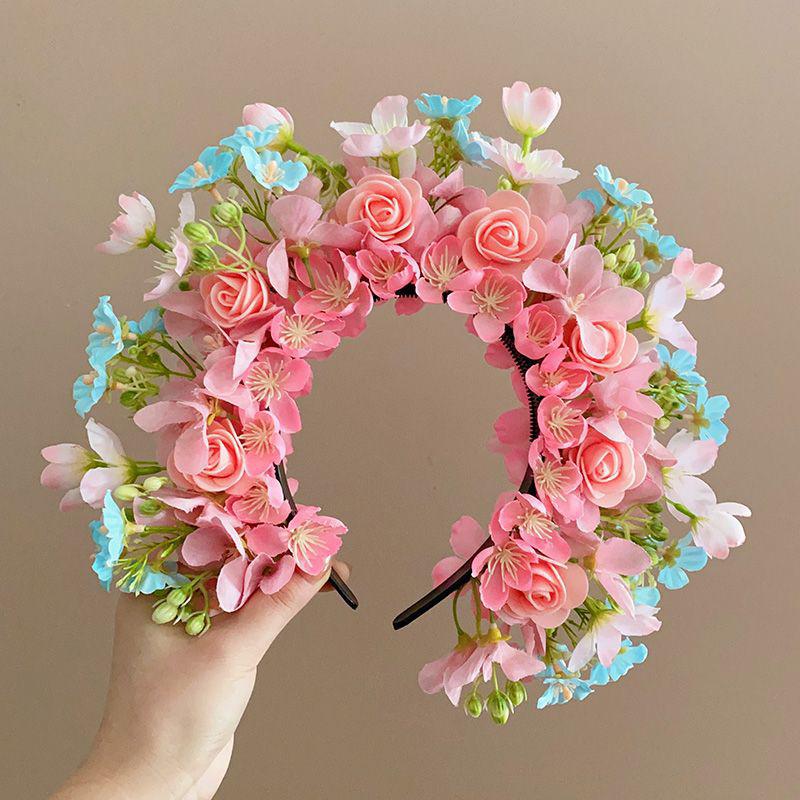 Künstliches Stoffblumen-Haarband für Damen, ethnische Haarbänder, künstliche Krone, Kranz, Party-Kopfschmuck