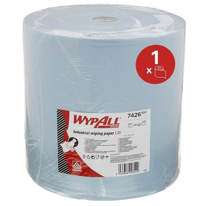 Essuyeurs 7426 WypAll Industriels L30, Maxi Bobine - Extra Large, 3 épaisseurs, grande taille, bleus (1 rouleau de 670 formats)