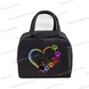 Colour Heart Cat Dog Paw Print Portable Lunch Bag Women Men Kids Food Thermal Box Multi-function Office Bento Insulated Handbag