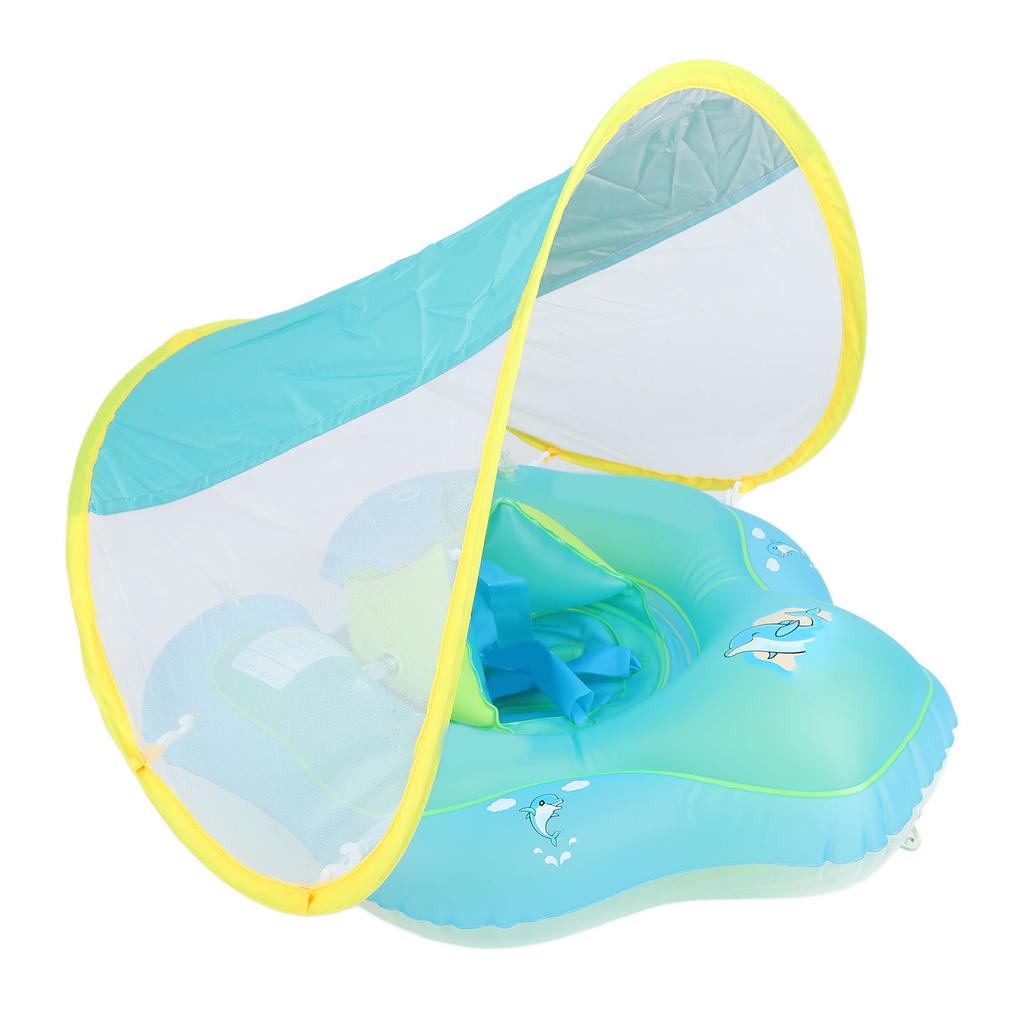 Baby Swimming Float Inflatable Infant Pool Float Ring with Removable Sun Protection Canopy