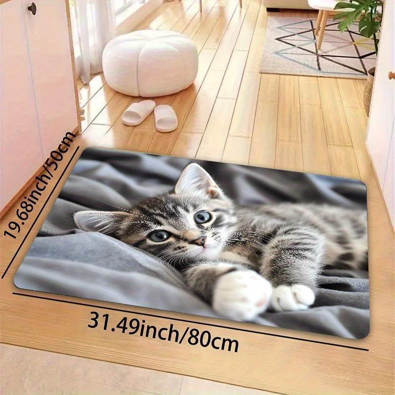 1Pcs Anti Fatigue Kitchen Rugs,Cute Cat Print Waterproof Non-Slip Thick Cushioned Kitchen Mat Heavy Duty Comfort Standing Mat for Kitchen