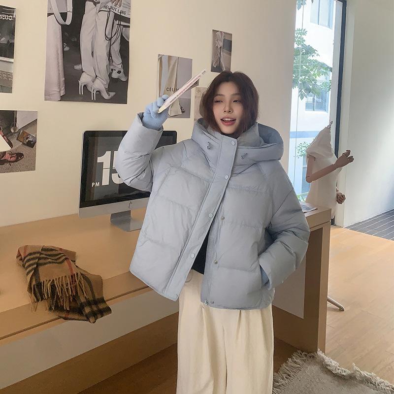 Hooded short puff cotton jacket women's winter new lightweight simple down cotton jacket loose bread jacket jacket