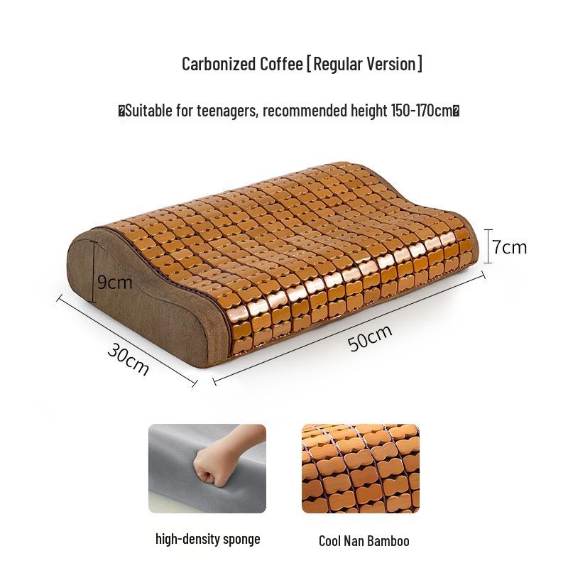 Free Shipping Summer Bamboo Cool Pillow - Neck Support for Men & Women, Hard Spine Protection, Single Person Sleep Mat