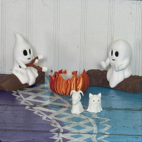 Ghost Campfire Gathering Ornament Ghost Table Centerpieces Halloween Decoration Desktop Statue Gift for Halloween Lovers