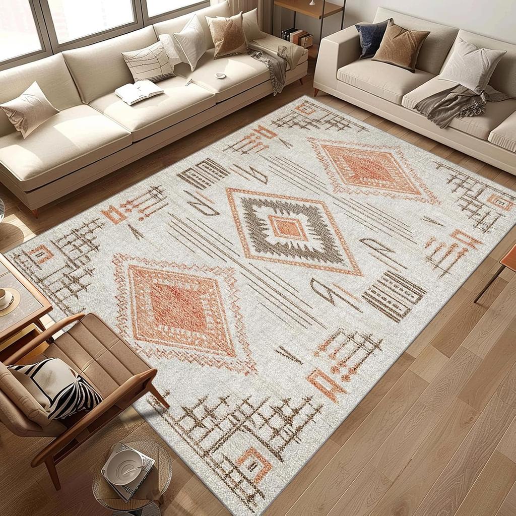 Western Aztec Rug Area Rug for Living Room Southwestern Farmhouse Machine Washable Low Pile Soft Large Carpet for Dining Room