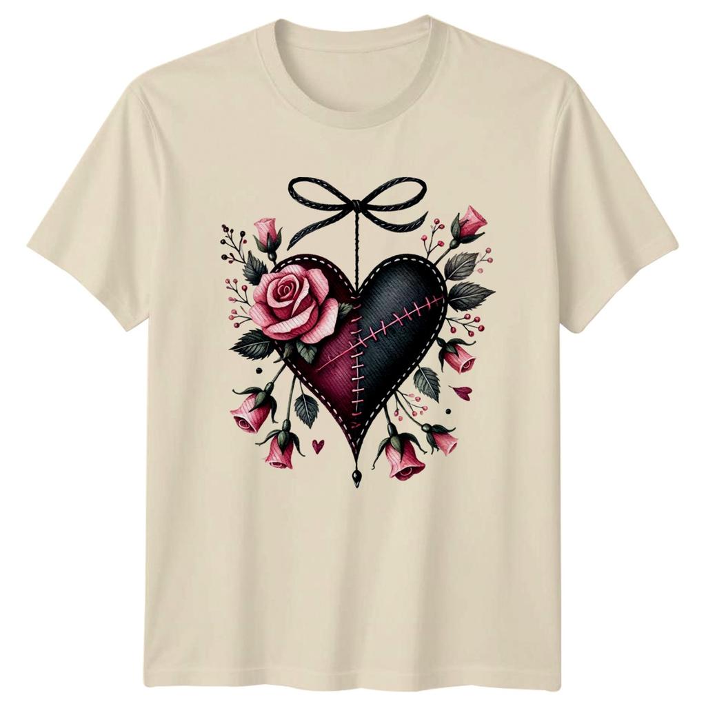 Roses Heart Floral Graphic Unisexs TShirt Unisexs Tee Unisex Top