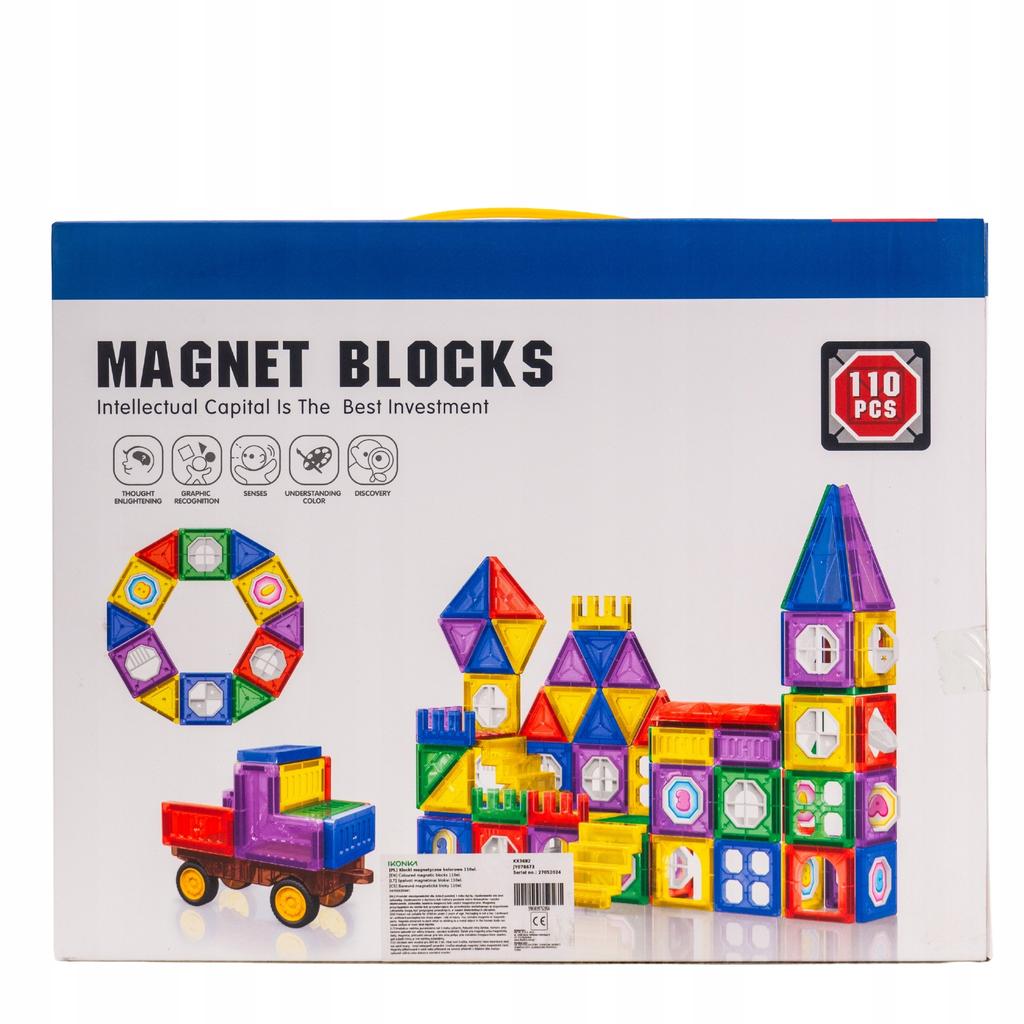 3D Magnetic Blocks Castle and Vehicles Large Set of 110 Educational Pieces