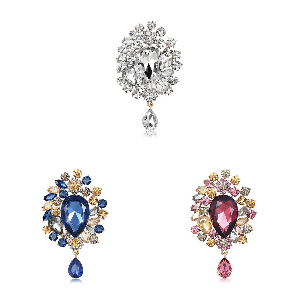 Classic Alloy Crystal Brooch Pin With Multifunctional Safety For Winter Fashion Gift