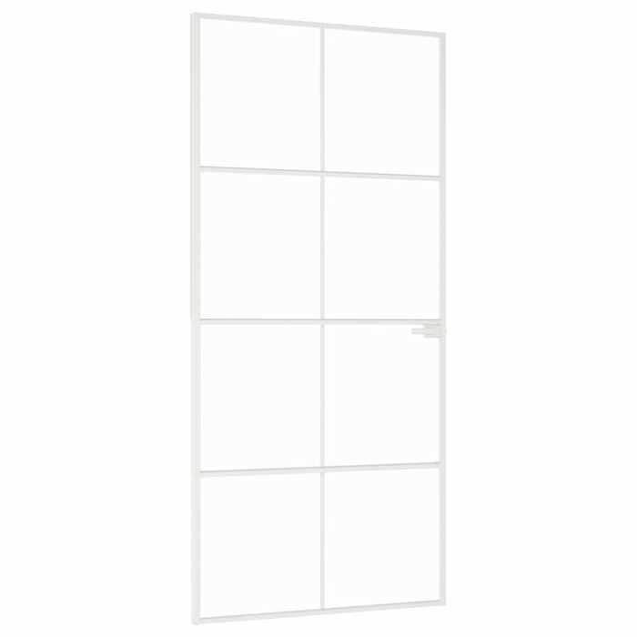 VidaXL Interior Door White 93x201.5 Cm Tempered Glass Thin Aluminum 153672