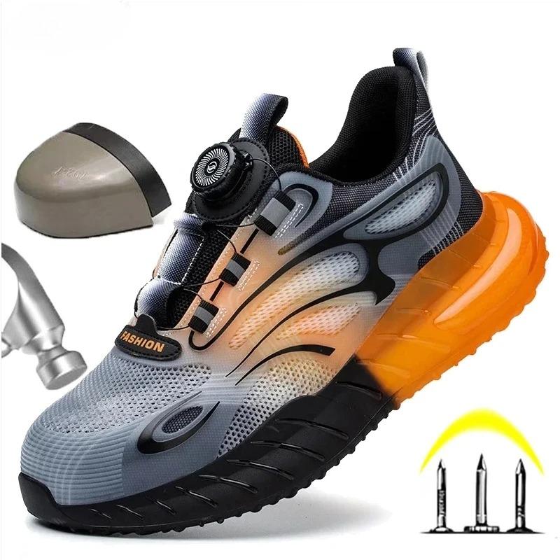 Men Sport Safety Shoes Cushion Work Sneakers Anti-Puncture Breathable Work Shoes Boots Men Women Steel Toe Shoes Lightweight