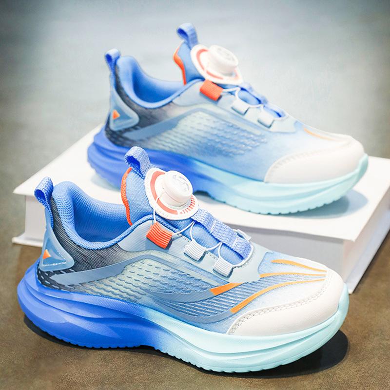 Girls' Sports Shoes Spring 2025 New Rotating Buckle Children's Shoes Medium and Large Children's Girls Mesh Breathable Dad Shoes