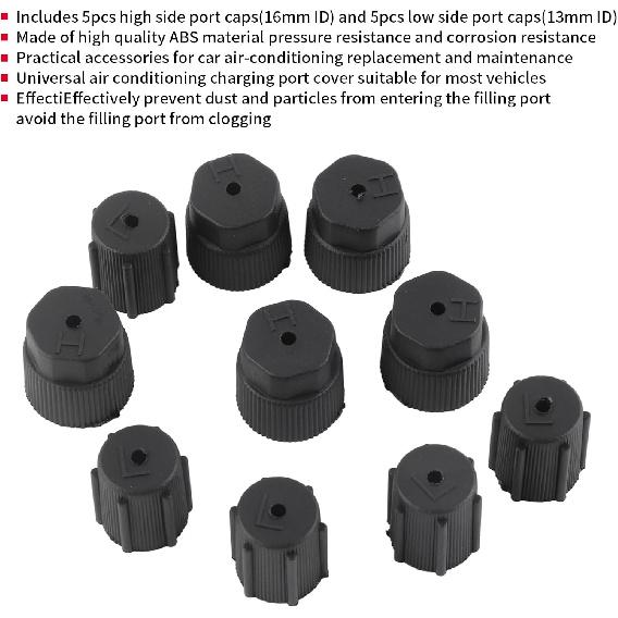 Universal Air Conditioning Service Cap Set Compatible with Most Vehicles AC Charging Port Cover for Car Maintenance and Repair