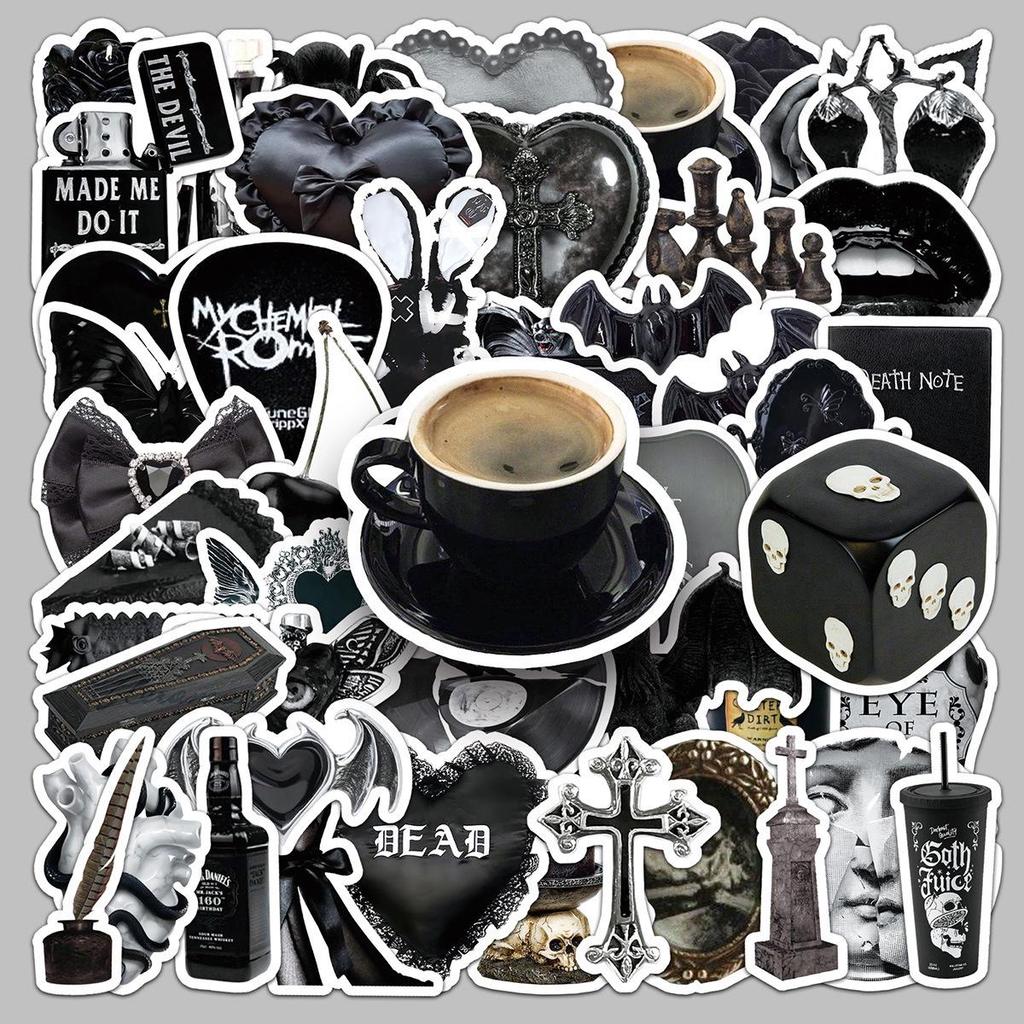 50 Dark Gothic Trendy Waterproof Stickers for Suitcases and Power Banks