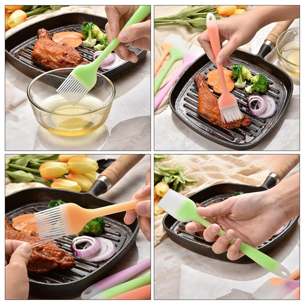 2Pcs Basting Brush Silicone Bbq Grilling Baking Sauce Oil Portable Easy Clean Kitchen Tool Basting Brush