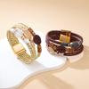Bohemian Multi-Layer Braided Leather Bracelet with Natural Stone & Magnetic Clasp for Women Fashion Jewelry Gift