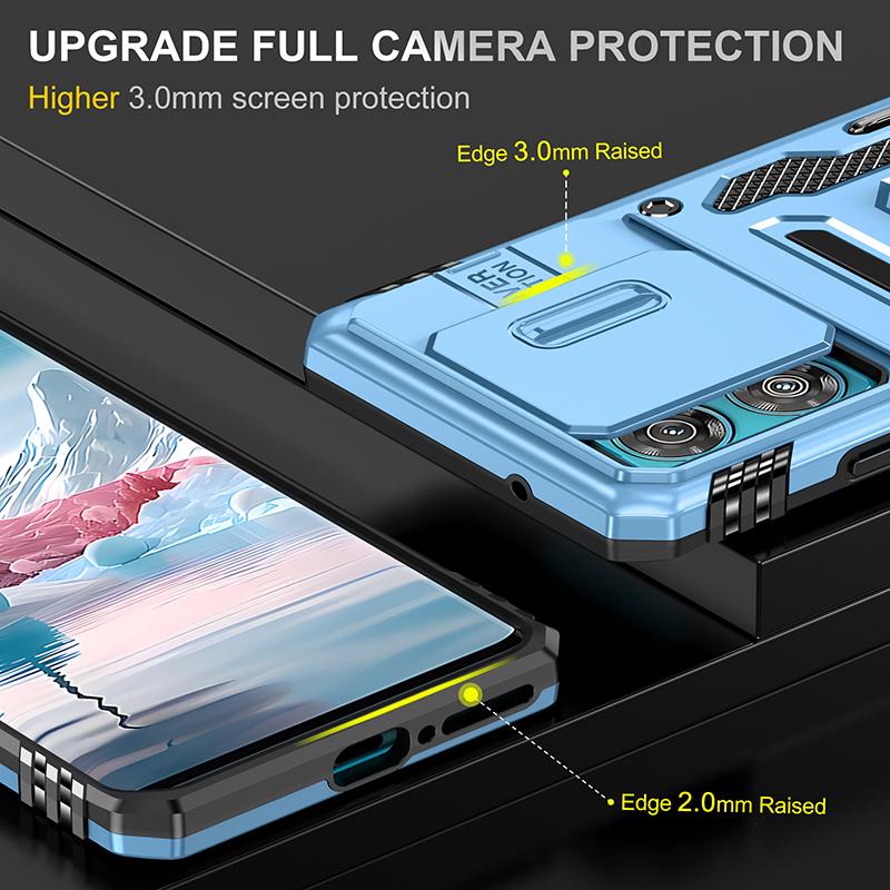 Armor Series For Motorola Edge 40 Neo 5G Case PC+TPU Phone Cover with Kickstand/Lens Shield