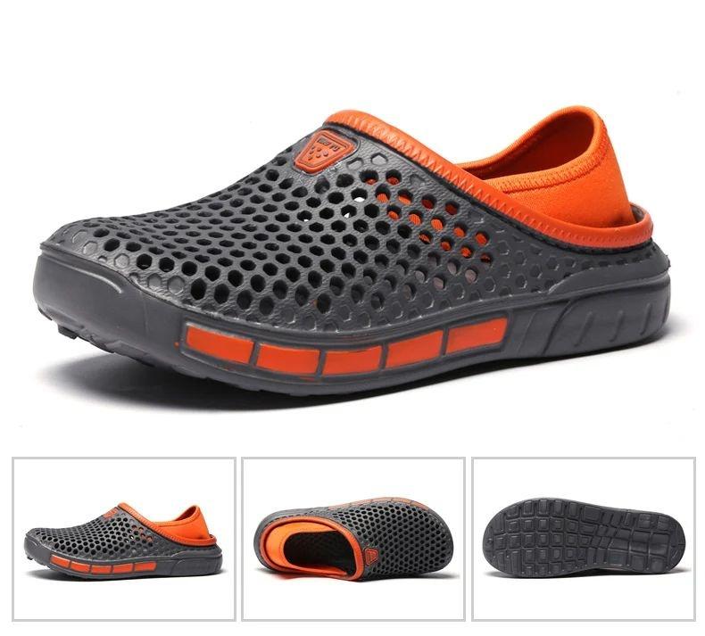 

Летние пляжные мужские сандалии Дышащие мужские повседневные туфли Дырчатые туфли Легкие сабо Для дома сада улицы Мужские плоские шлепанцы 41 серый