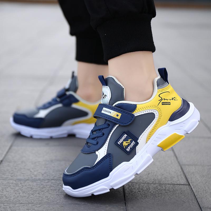Zhongda children's sports shoes boys spring and autumn 2025 new leather surface primary school students lightweight casual sports running shoes