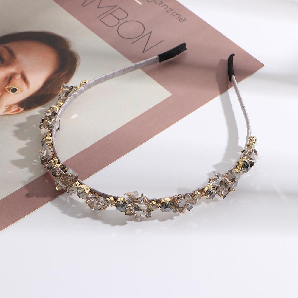 French Zinc Zinc Alloy Elegant Women Hair Hoop Crystal Headbands Hair Accessories Rhinestone Hairband