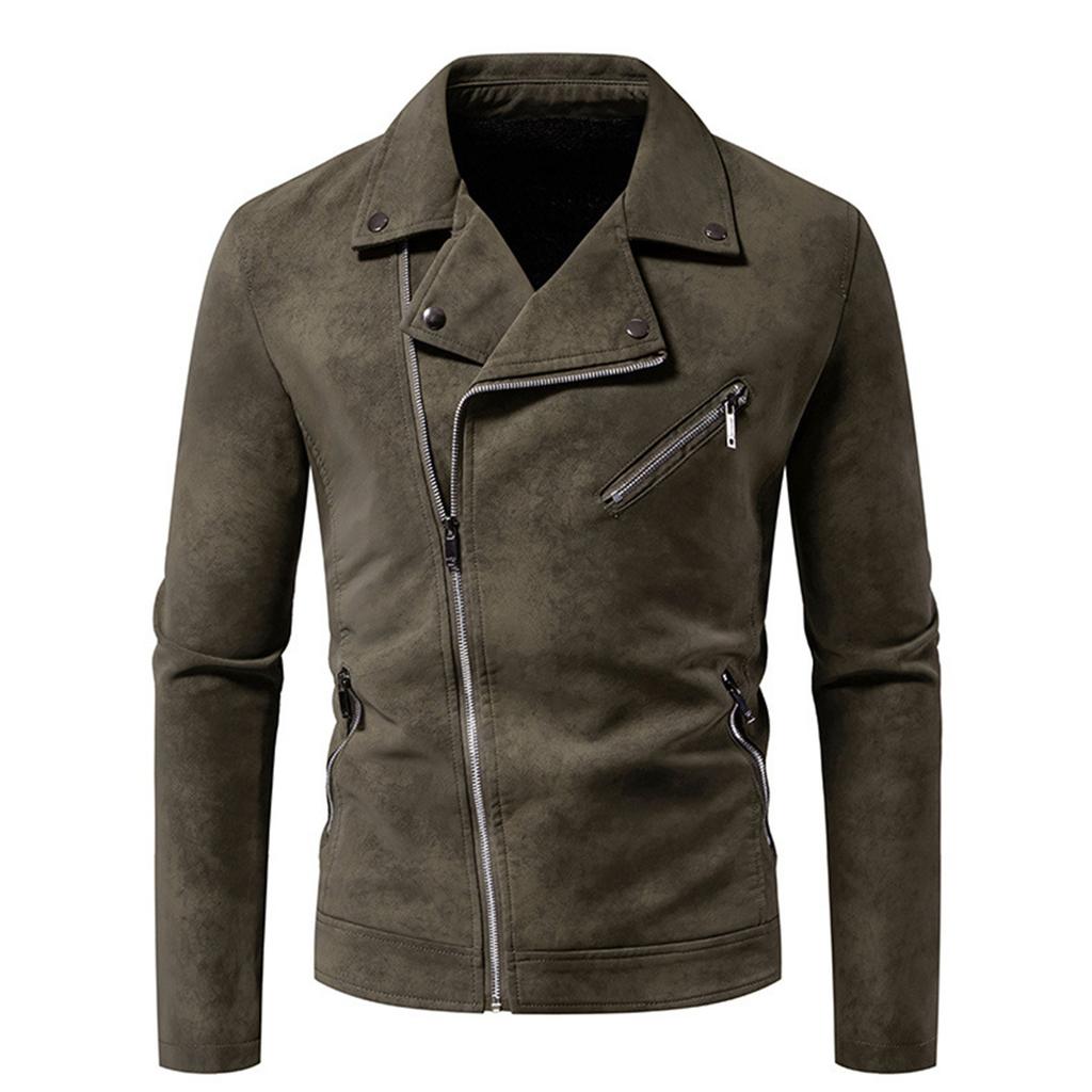 Men's Leather Imitation Leather PU Jacket Large Lapel Light Mature Style Motorcycle Trendy Men's Jacket