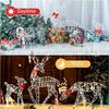 3PCS Handmade Iron ArtElk Deer Christmas Garden Decor &LED Light Glowing Glitter Reindeer Xmas Home Outdoor Yard Decor