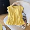 Korean Style Sleeveless Cotton Linen Vest Women Embroidered Summer Top