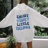 Enjoy The Little Things Colored Women'S Hoodie Positive Sayings Trendy Hoody Sweatshirt Smile Graphic Cotton Hoodies