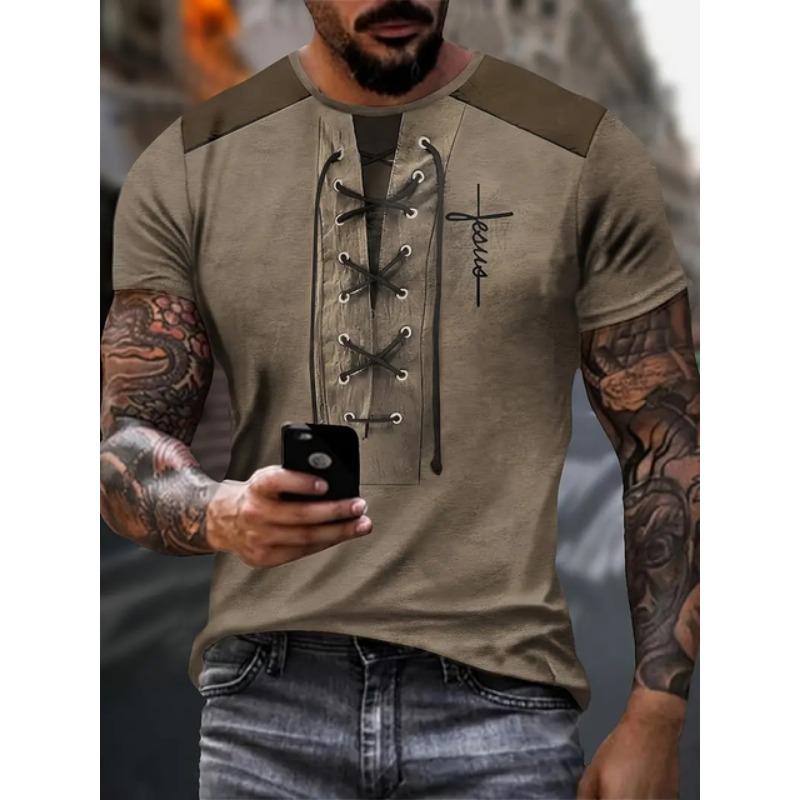 T-shirt Casual da Uomo Estiva Stampa 3D Camicie Henry Fantasia Lettere Inglesi Magliette Top T-shirt Girocollo Vintage Abbigliamento da Uomo