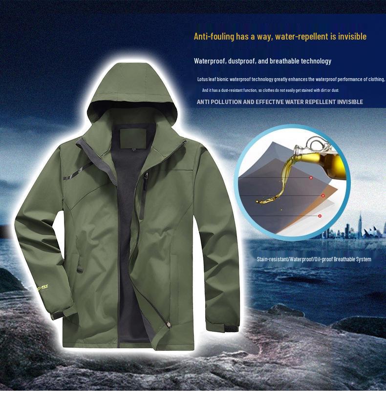 Men's Waterproof Windbreaker Jacket - Spring/Autumn, Breathable, Plus Size, Hooded, for Casual Camping and Mountaineering