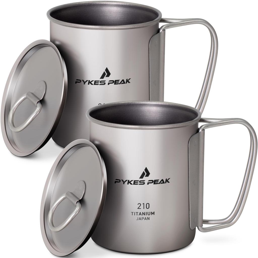 PYKES PEAK Titanium Mug Lid Set Made In Japan Made In Japan Made In Titanium Mug That Can Be Used On Open Fires Camping Outdoors Titanium Mug Kiwami