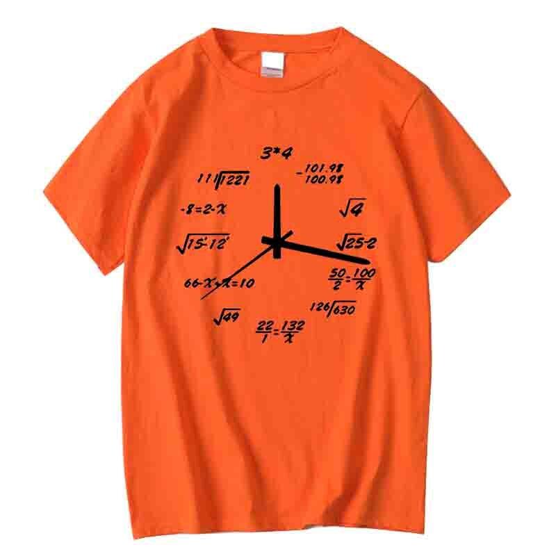 Mens Tshirt 100Cotton Casual Funny Math Clock Print Summer Loose Oneck T Shirt for Men Short Sleeve Cool Tshirt Male Tshirt