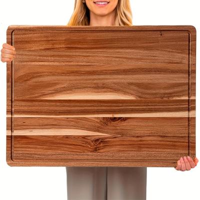 Thick Acacia Wood Double-Sided Cutting Board for Kitchen - Ideal for Chopping Fruit, Bread, and Desserts
