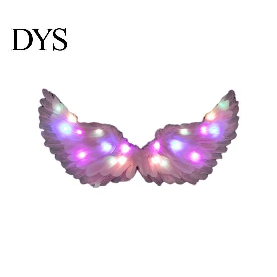 Lightweight Angel Wings with Straps LED Light Up Feather Costume for Kids, White Halloween Glowing Fairy Wings, Cosplay Party Performance Props Swan