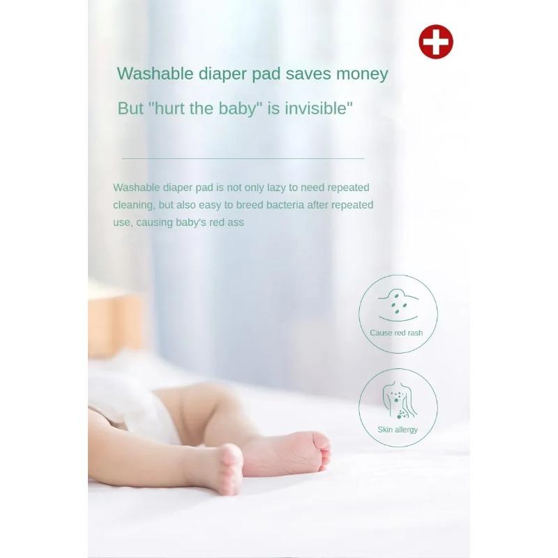 100% bomull bleieputer Babypleieputer Engangsvanntette Pustende bleieunderlag for nyfødte babyer Madrass 100 stk. M CDC004 N