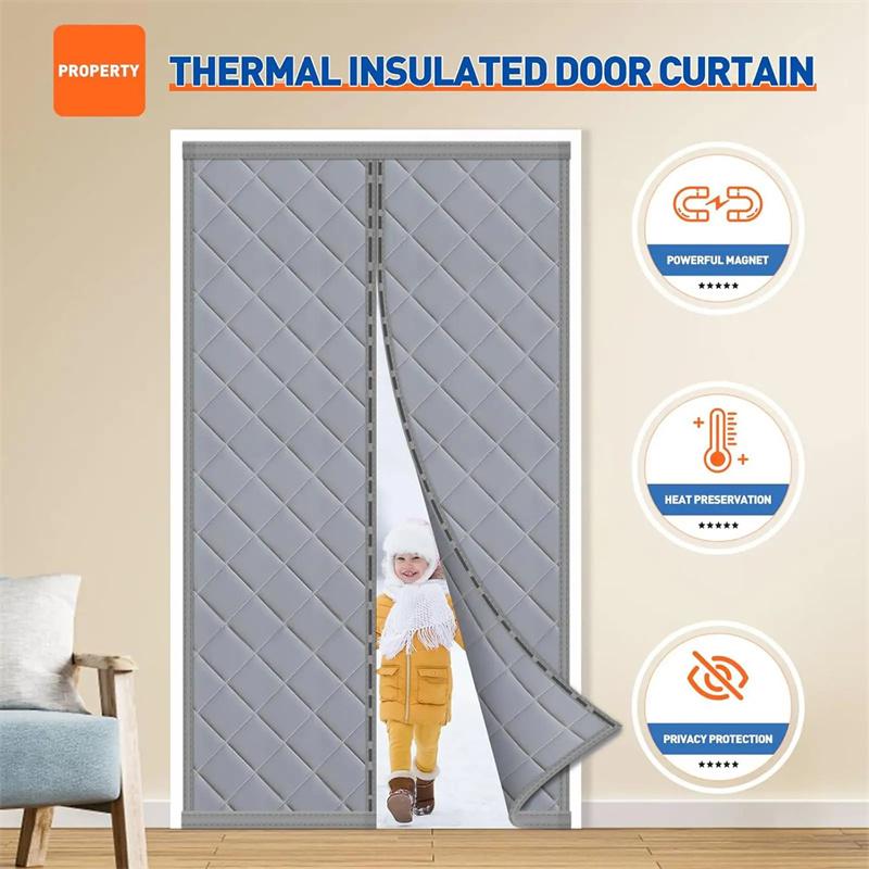 Magnetic Thermal Insulated Door Curtain Energy-Saving Privacy-Protecting Windproof Waterproof Cotton Curtain for Heater Room