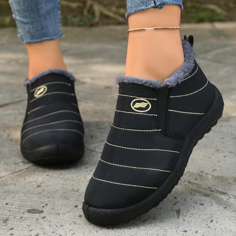 Women’s Large-Size Fleece-Lined Cotton Snow Boots, Warm Thickened Casual Shoes