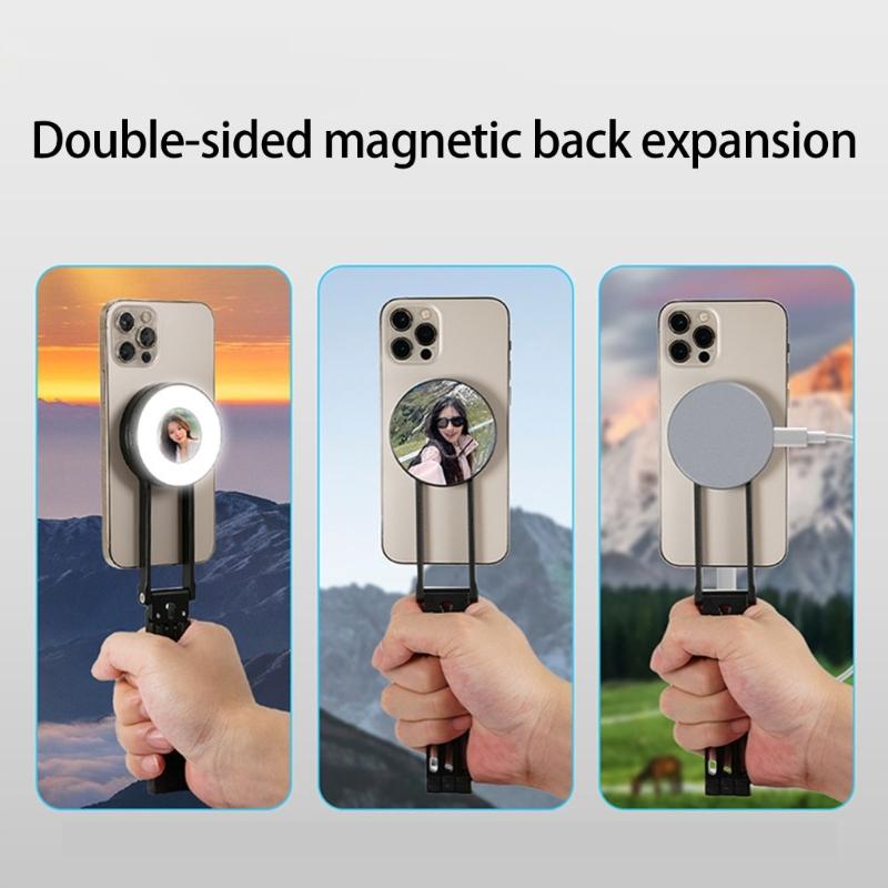 Double Side Magnetic Mobile Phone Holder Phone Tripod Stand for Phone 16 Mini Aluminium Bracket Quick Mount Pocket Stand