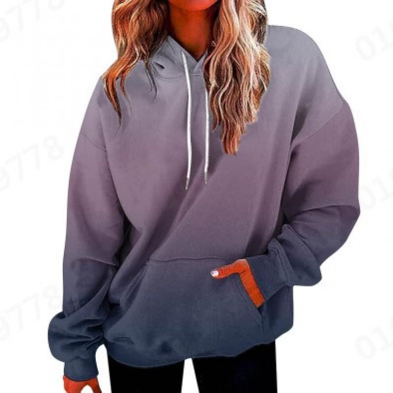 Womens Oversized Hooded Sweatshirt With 3D Print Graphic Loose Fit Long Sleeve Casual Top In Vintage Tie-Dye Style