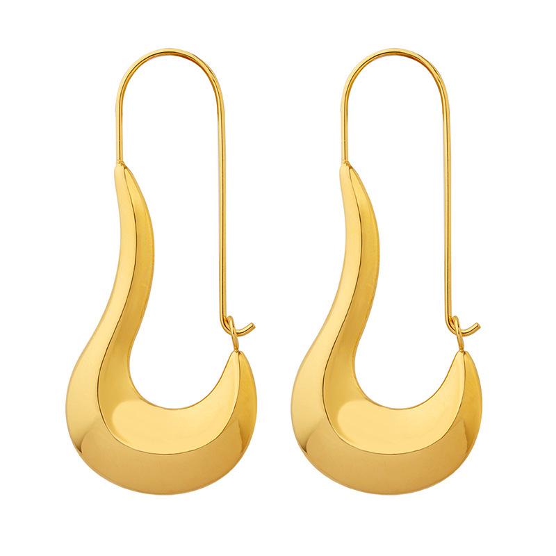 Brand French Geometric 18K Gold-Plated Titanium Steel Earrings - Irregular Shape and Cool Style for Women's Commuting Fashion