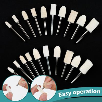 100 Pièces Roue de Polissage en Feutre Tampon Laineux Tête de Meulage Ponçage Roue de Lustrage Abrasive Tige Brosse Mini de Polissage Fil de Coton