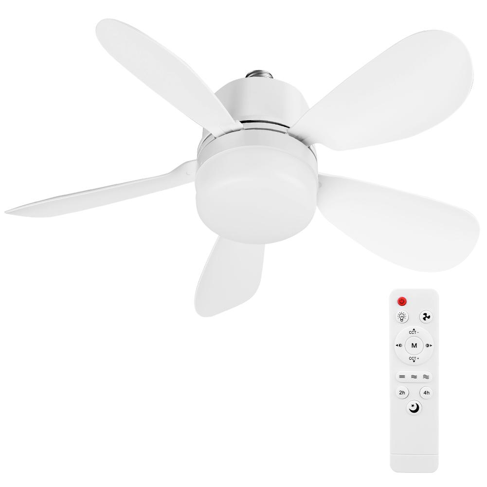2 In 1 Hanging Fan with LED Light Warm Light Electric Cordless Fan Detachable Five Leaf Fan for Dining Room Bedroom Living Room