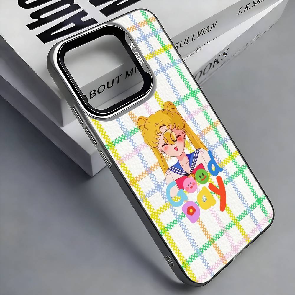 Coque de téléphone colorée Argentée au dos S-Sailor M-Moons Pour IPhone 17 16 15 14 13 12 11 Plus Pro Max Plus