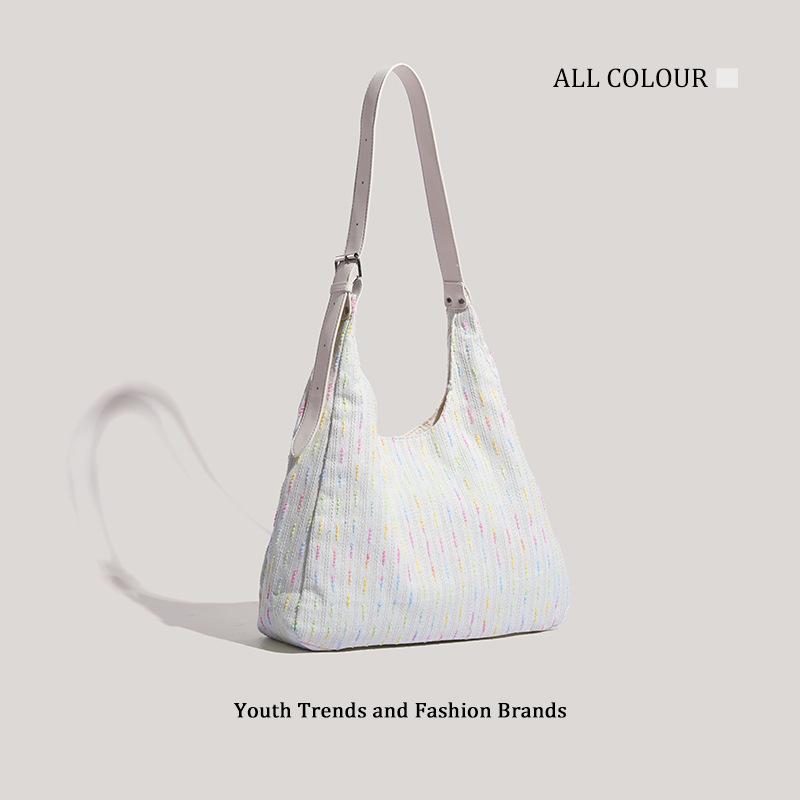 Neon Color Knitted Bag New Large Capacity Shoulder Tote Messenger Bag