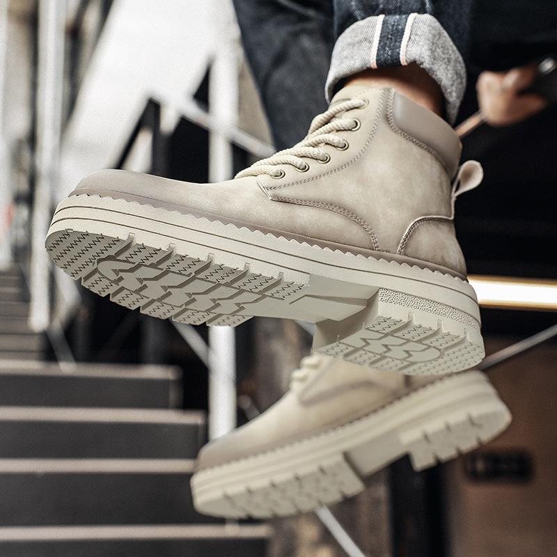 Autumn and Winter Martin Boots Men's Short Boots High-top Thick-soled Tooling Boots Versatile Retro Rhubarb Boots
