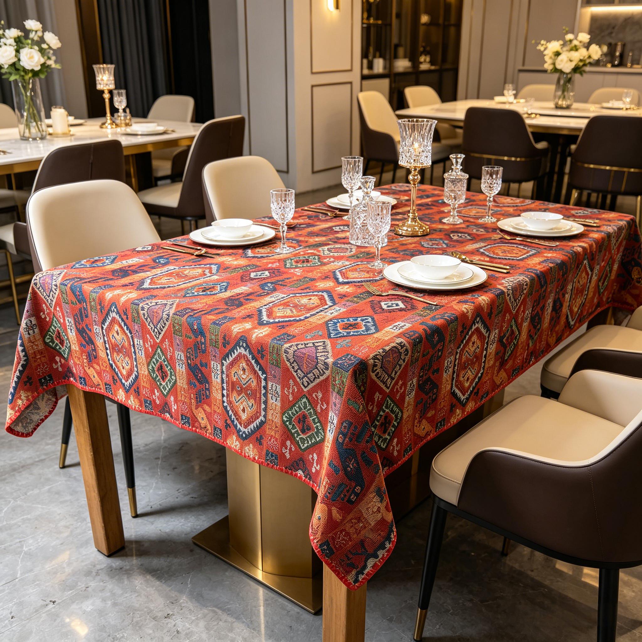 Linen Table Cloth Reusable Washable Rectangle Table Cloth Classic Fabric Table Cover for Kitchen Dining Room Party Gathering 100x140cm