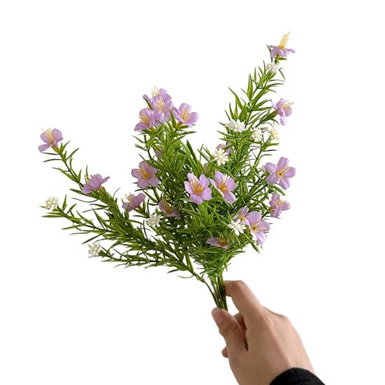 Künstliche Schleierkraut mit grünen Blättern UV-beständig 7-Zweig Falsche Seidenblume Haus Büro Hochzeit Party Innen Außen Falsche Blüte Dekoration